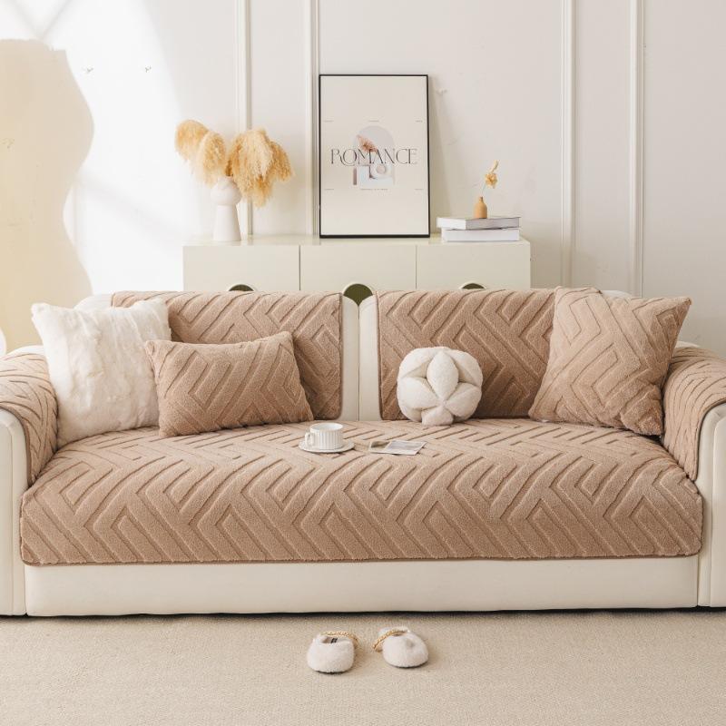 Thermal Fleece Living Room Sofa Cover Jacquard Sofa Throw Non-Slip, Scratch-Resistant Soft Sofa Cushion