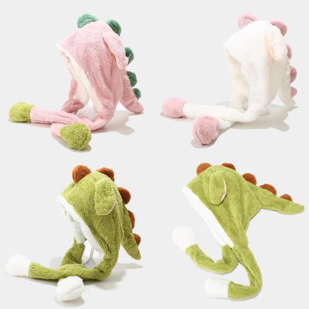 Dinosaur Plush Hat With Ears For Kids Warmth And Wind Protection