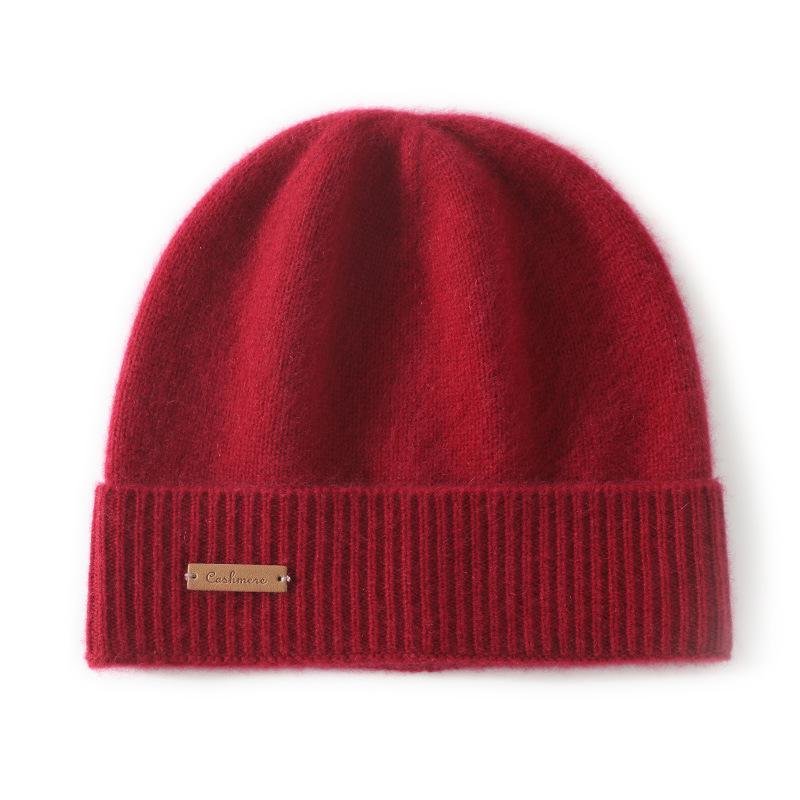 

Women s Cashmere Wool Knit Hat: Warm, Ear-Covering, Large Brim for Autumn & Winter One Size