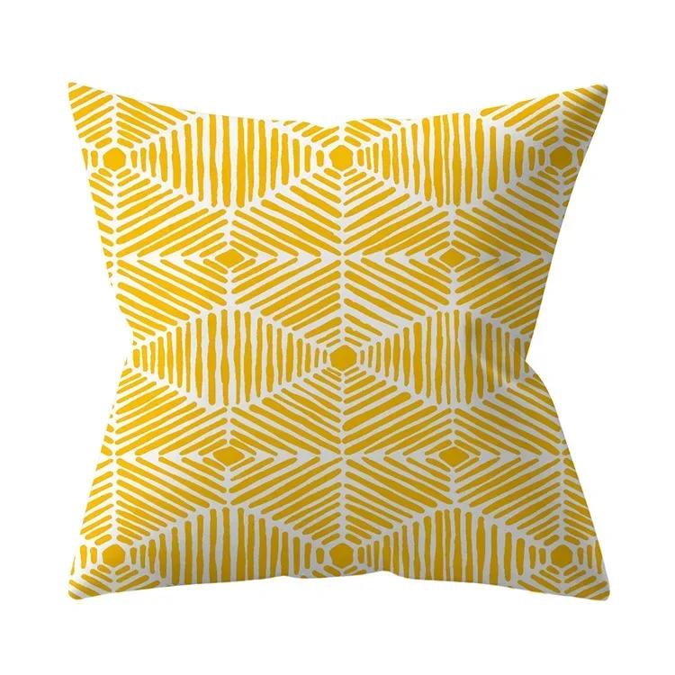 New Nordic Geometry Yellow Cushion Cases Modern Fashion Abstract Art Pillows Case Sofa Car Couch Decorative Throw Pillow 45x45cm