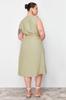 Women's Plus Size Dress New Season Fashion Green Straw Belt Woven Dress