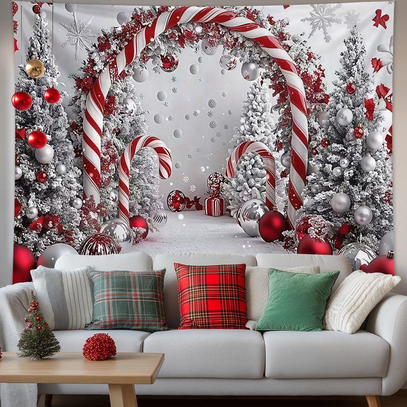 Merry Christmas Tapestry, Seasonal Wall Hanging Background Cloth for Cozy Living Room Holiday Decor