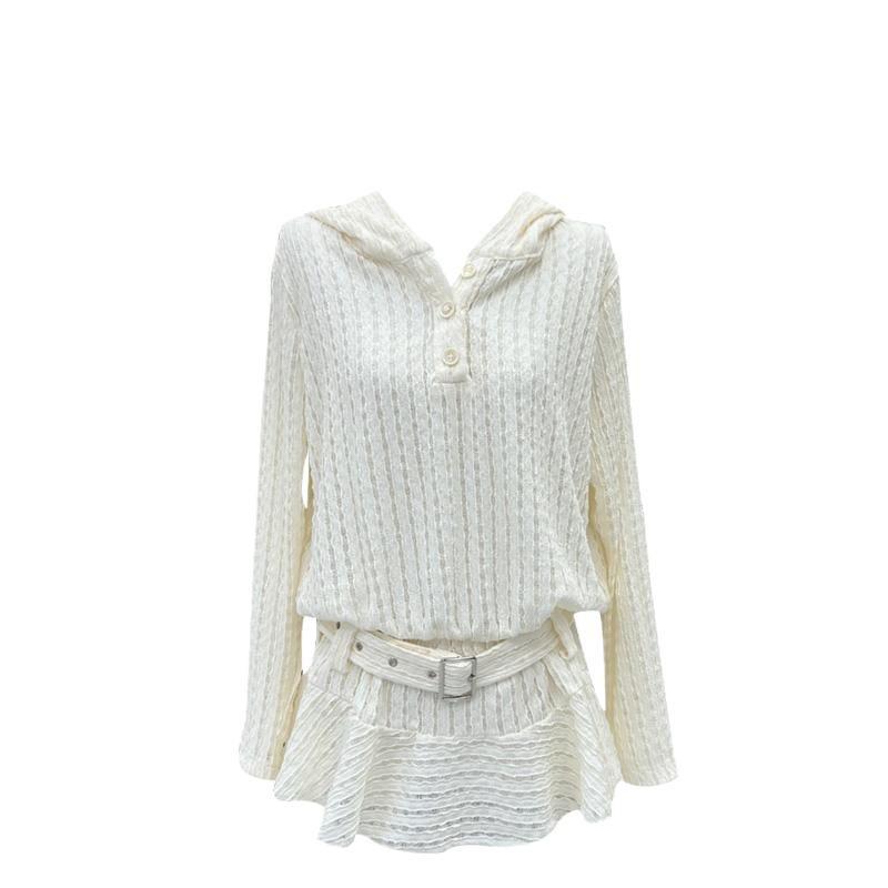 

Женское Шикарное Крутое Острое Худи: Белый облегающий топ средней длины с длинным рукавом и нишевым вырезом для весны S