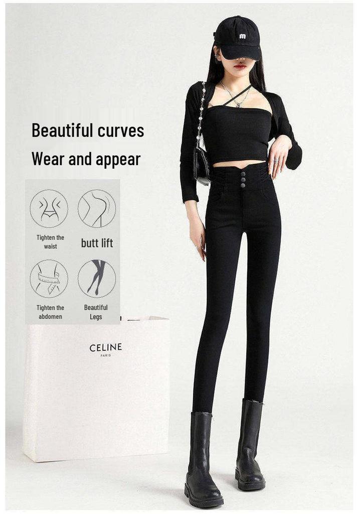 2026 High Waist Slimming Black Leggings: Women's Skinny Elastic Pants for Spring & Autumn