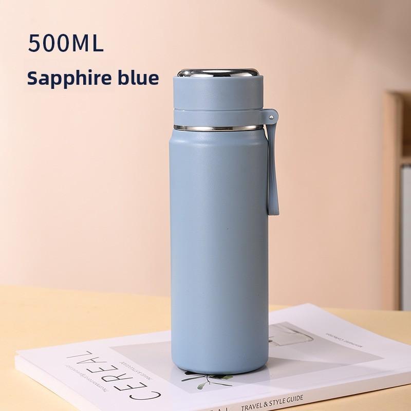 

Stainless Steel Travel Thermos With Carrying Strap For Outdoor Activities And Gifts синий