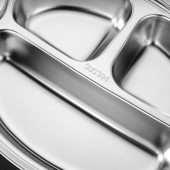 Dinner Plate Eco-friendly Rust-proof Stainless Steel Separate Baby Food Plate for Home