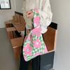 Trendy Floral Woven Knitted Clutch Bag In Soft Polyester For Outings Casual