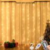 USB Fernbedienung 3x3 Kupferdraht 300 LED Vorhang Lichterkette - Eiszapfenlichter für Weihnachten, Hochzeiten, Feiertage, Märchenhafte Dekoration.