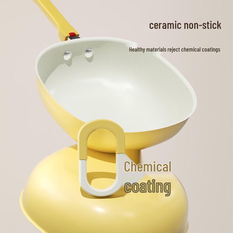 ZISIZ Small Square Ceramic Non-stick Frying Pan with Silicone Lid