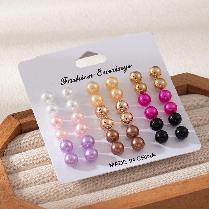18-Piece Geometric and Pearl Stud Earring Set - Trendy European & American Style