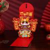 Red Color New Year Red Envelope Creative Pulling Design 3D Red Packet Traditional Blessing Horse Year Theme Chinese Hongbao