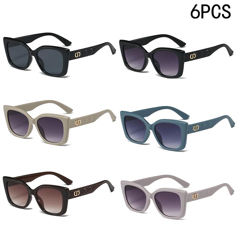 1/2/6PCS New Women Sunglasses High-end Square Driving Anti-UV Internet Celebrity Hottest 3204