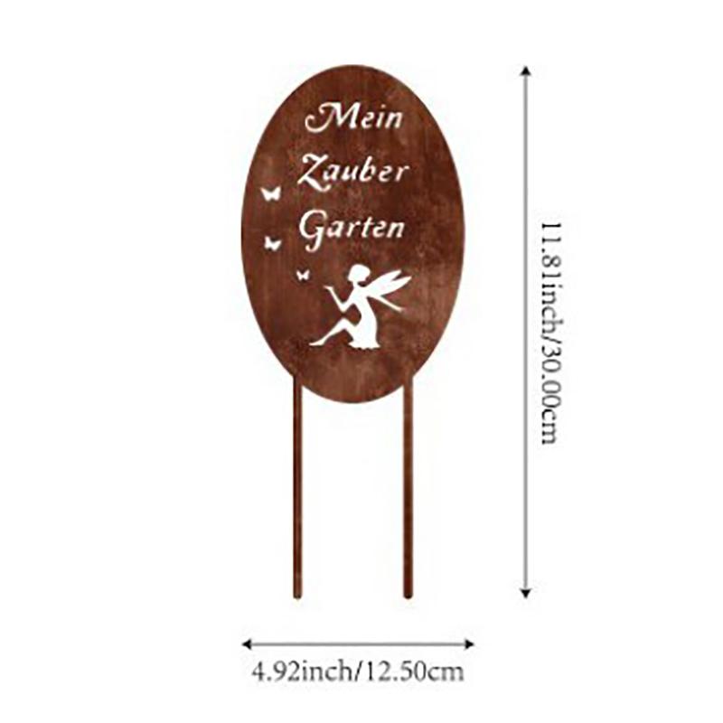 1/10Pcs Patina Finish Outdoor Decor Rustic Metal Garden Stake With Butterfly Flower Design For Garden Patio Balcony Flower Pot