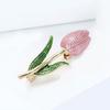 Vibrant Enamel Tulips Brooch Stylish Metal Art Multi Purpose Decoration For Women Fashionable Everyday Jewelry