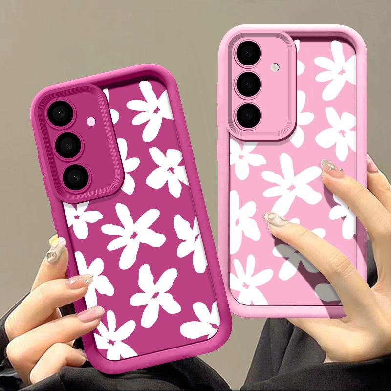 Für Samsung Galaxy S25 S24 S22 Ultra Plus S23 S21 S20 Fe A55 A54 A14 5g Floral Silikon Soft Slim Objektiv Schutz Fall Abdeckung