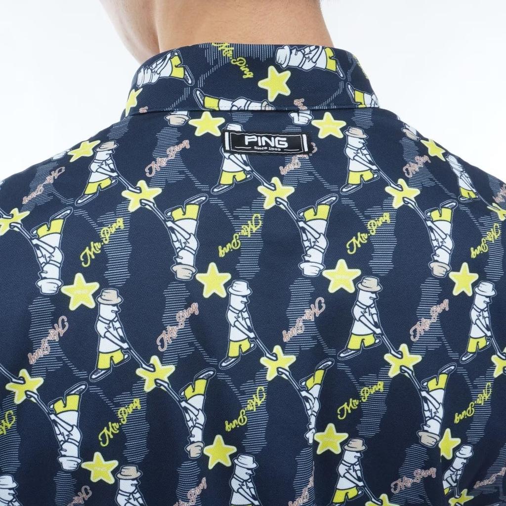 Ping Apparel Short Sleeve Polo Shirt Ping Golf M Men's (Mr. All-Over Print, Stretch) / / 621-4160207 120_Navy