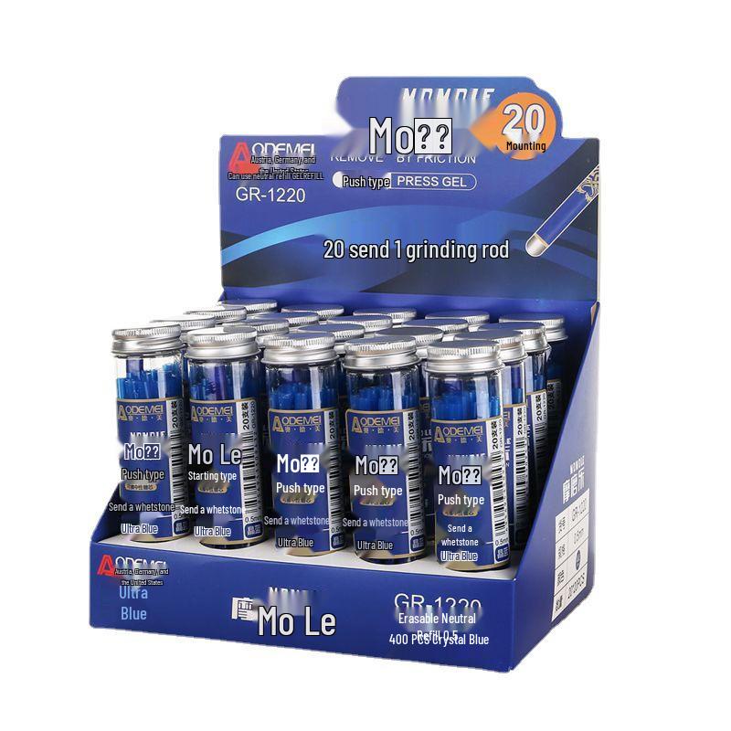 20-Pack 0.5mm Erasable Click Pens with Refill Cores - Moli Moli Le, Blue & Black Ink