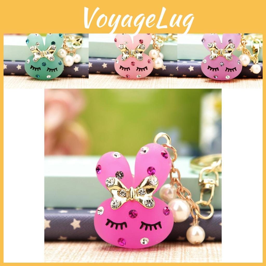 Playful Rhinestone Rabbit Keychain Unique Metal Keyring Ideal For Gifts And Celebrations