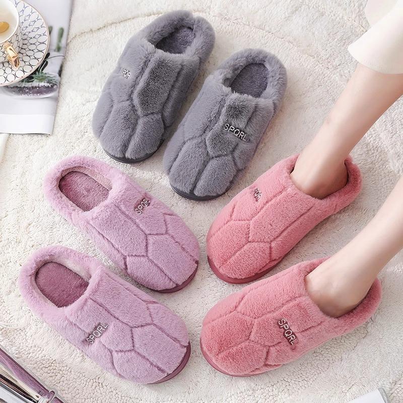 New cotton slippers autumn and winter women wear warm cotton mop home non-slip couple hair slippers men