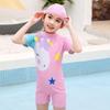 Kids Quick-Dry Cartoon Unicorn Long-Sleeve One-Piece Swimsuit