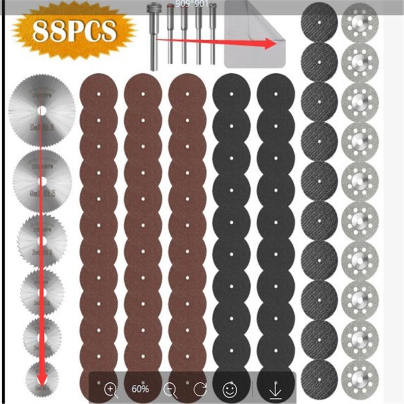 88Pcs/Set Diamond Cutting Wheels For Dremel Rotary Tool Die Grinder Metal Cut Off Disc
