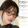 Y2K Retro Oval Frame Anti Blue Light Women's Glasses Sweet Cool Spicy Girl Fashion Leopard Pattern Decorative Glasses