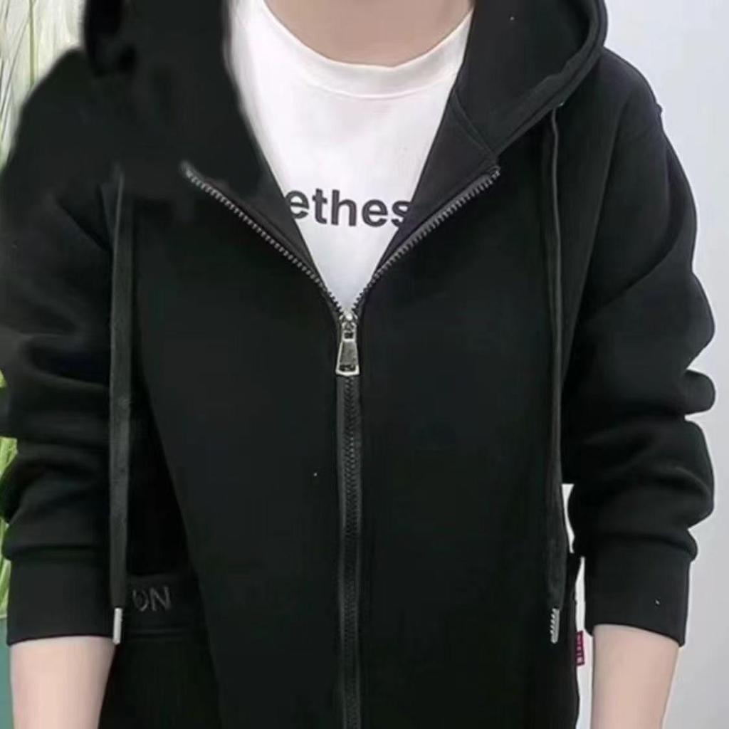 2025 Damen Lässige Lockere Kapuzen-Strickjacke mit Reißverschluss und Buchstabenstickerei