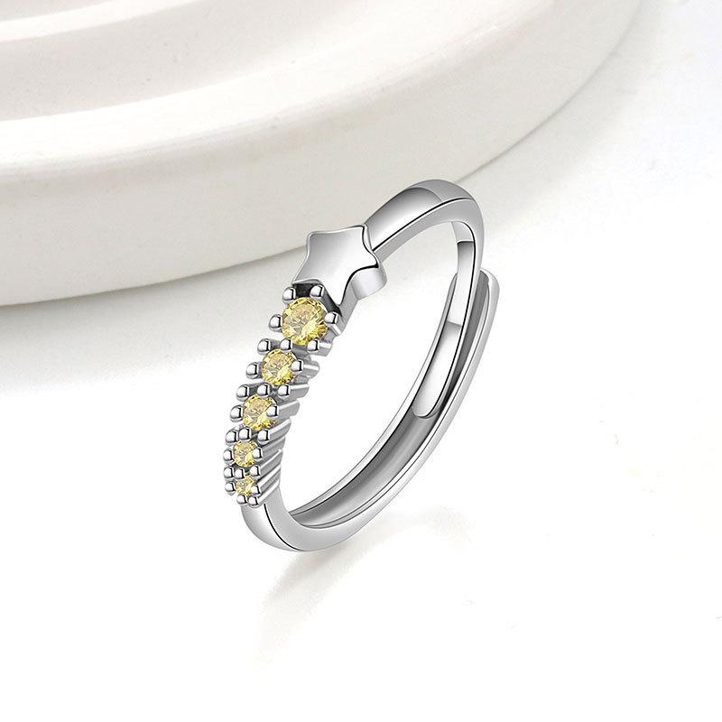 Colorful Meteor Zircon Index Ring For Women Simple Fashion Come True Finger Band Jewelry Gift