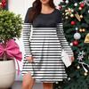 Plus Size Women's Gradient Print Casual Spring/Autumn Pocket Round Neck Long Sleeve Dress