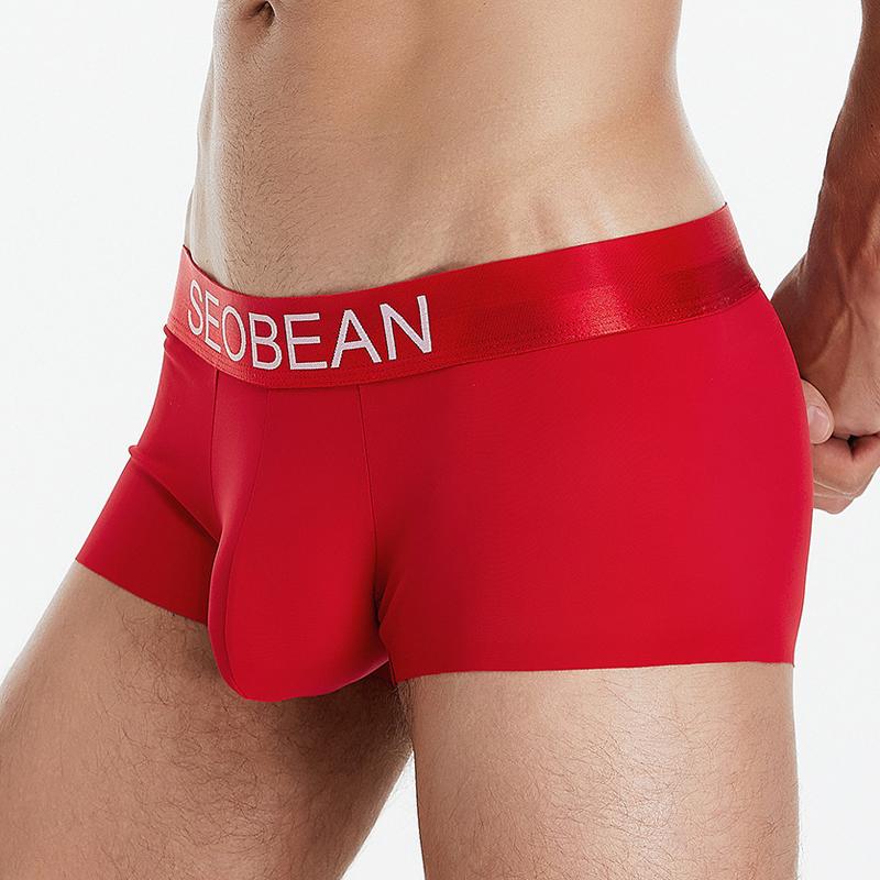 Male Sexy Ice Silk Panties Men Solid Color Boxers Underwear Low Waist Comfortable Man Boxer Shorts Underpants