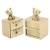 Tooth Box Metal Cute BearShape Storage Case with 2 Drawers for Children Growth Memorial Gift Jewelry Collection(Green Patina )
