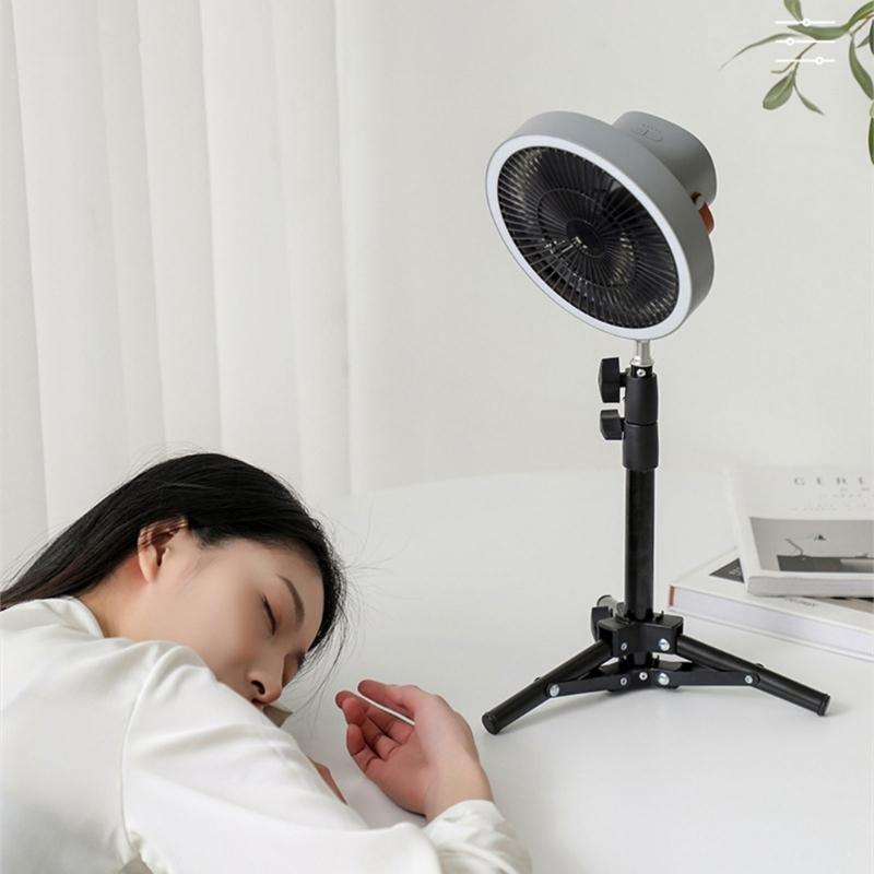 Portable Fan Rechargeable Electric Fan For Outdoor Camping Tent Cooler LED Light