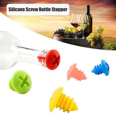 Screw Shape Wine Bottle Cap, Silicone Wine Stopper, Creative Wine Accessories, Home Party Use, Food-grade Kitchen Gadget