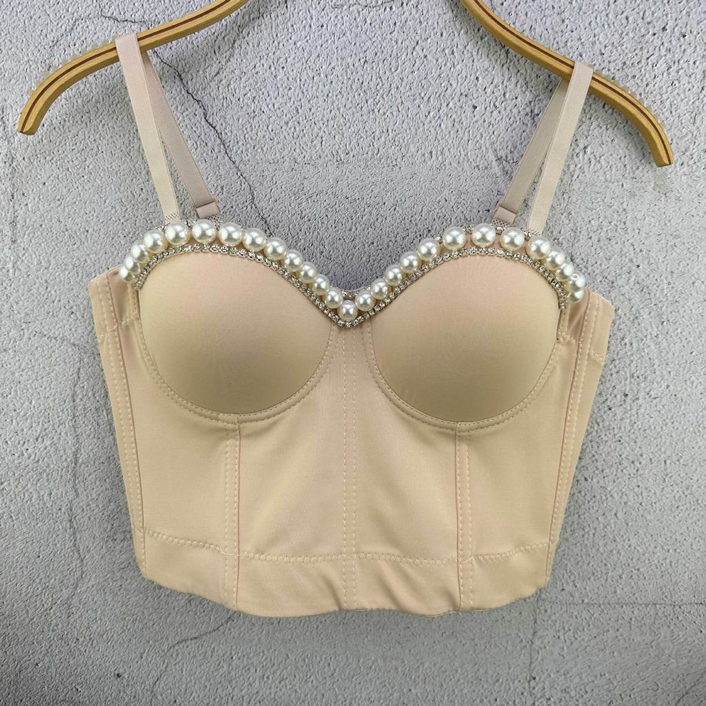 Summer Heavy-duty Beaded Chain Strapless Fishbone Strapless Tank Top Women's Outerwear Top Trendy Camis & Tank Tops