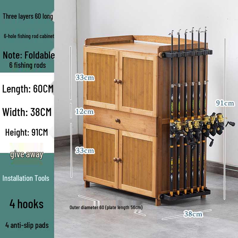 Многофункциональная стойка для хранения удочек и снастей из бамбука