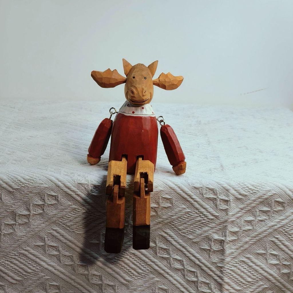 

Christmas Wooden Craft Figurines Set With Reindeer Snowman And Bear Home Office Decor красный