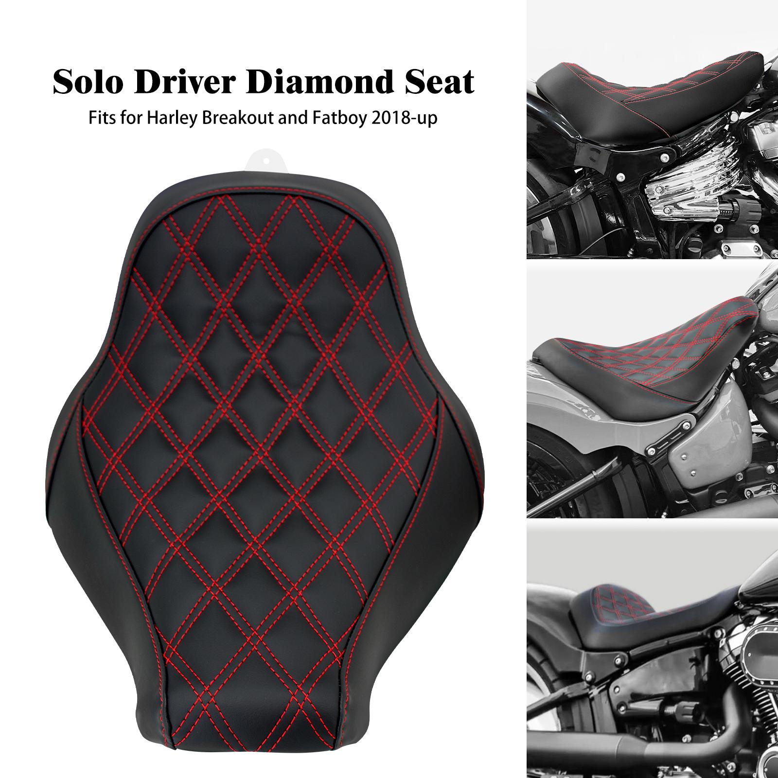 Motorcycle Front Driver Solo Seat Diamond Low Profile Cushion Seat For Harley Softail Breakout Low Rider Fat Street Bob 2018-25 Solo Seat C