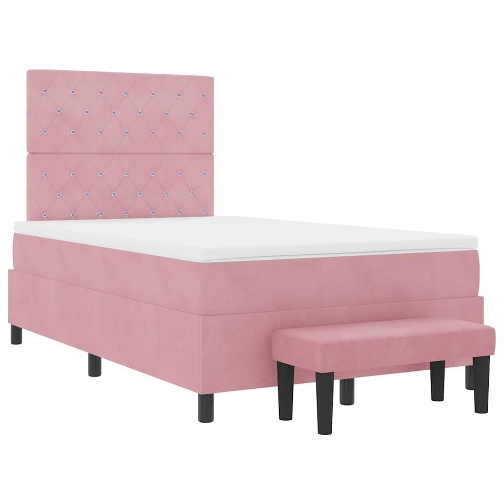 Boxspring Bed with Headboard Pink 190 X 120 Cm Velvet