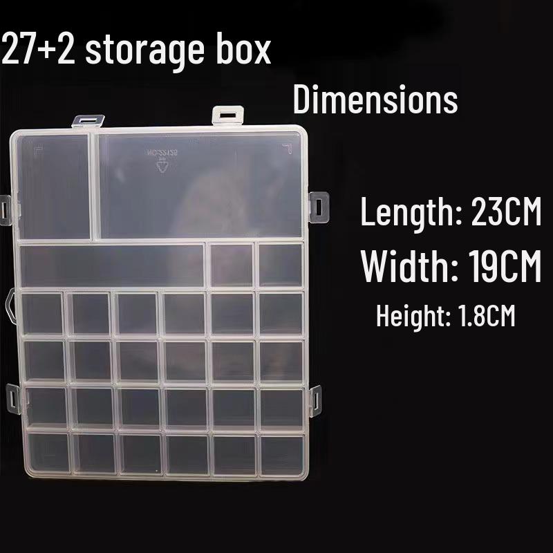 Multisize Anti-Stringing Grid Storage Box for Jewelry and Parts with Slotted Beaded Compartments
