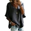 Damen Casual V-Ausschnitt Knopf Pullover Locker Sitzende Bluse Leichtes Entspanntes Top für Tägliches Tragen Büro oder Reisen