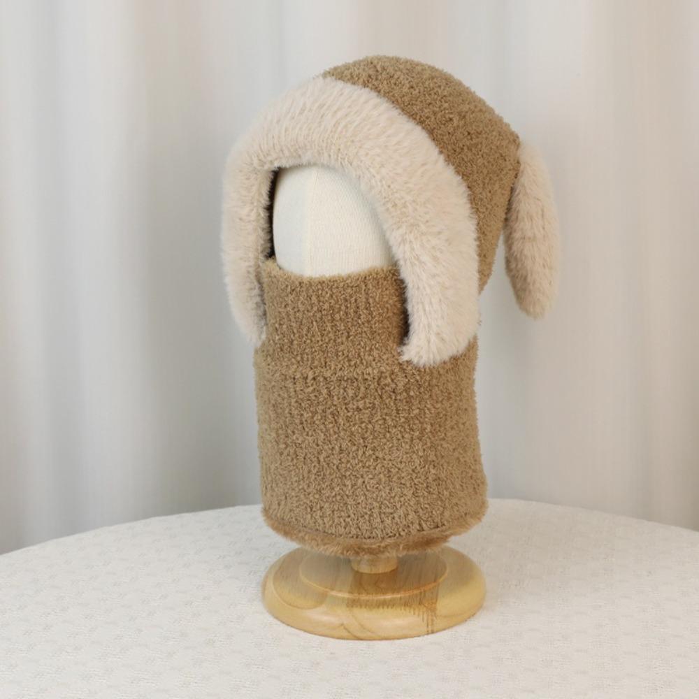 Knitted Beanie Rabbit Ear Winter Hat Warm Ears Pullover Cap Plush Scarf Hat  Kids Winter Wear