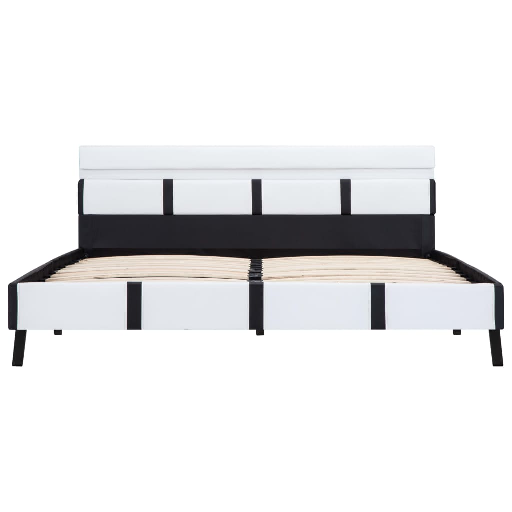 LED Platform Bed Frame in White Faux Leather 140x200 cm