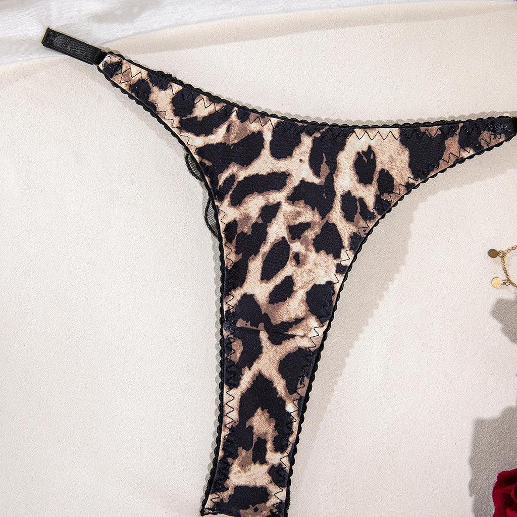 Krajková výšivka Leopardí potisk Push-up Podprsenka a Kalhotky - Sexy a Pohodlné Dámské Prádlo