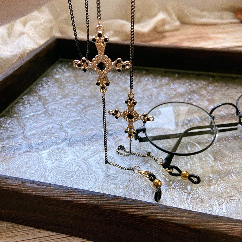 Handmade Cross Glasses Chain Dark Subculture Gothic Middle Two Retro Luo~ Niche Design Sense Spice Girl Glasses Chain