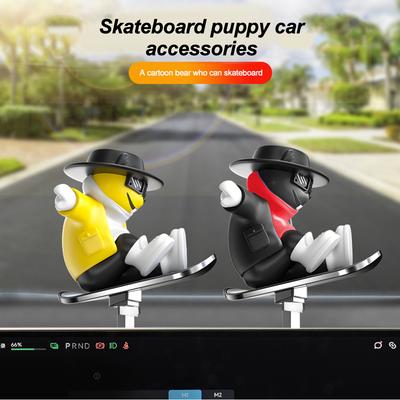 Car Skateboard Bear Sliding Hip Hop Cartoon Decoration Cool Auto Anime Car Accessories Auto Interior Center Console Creative