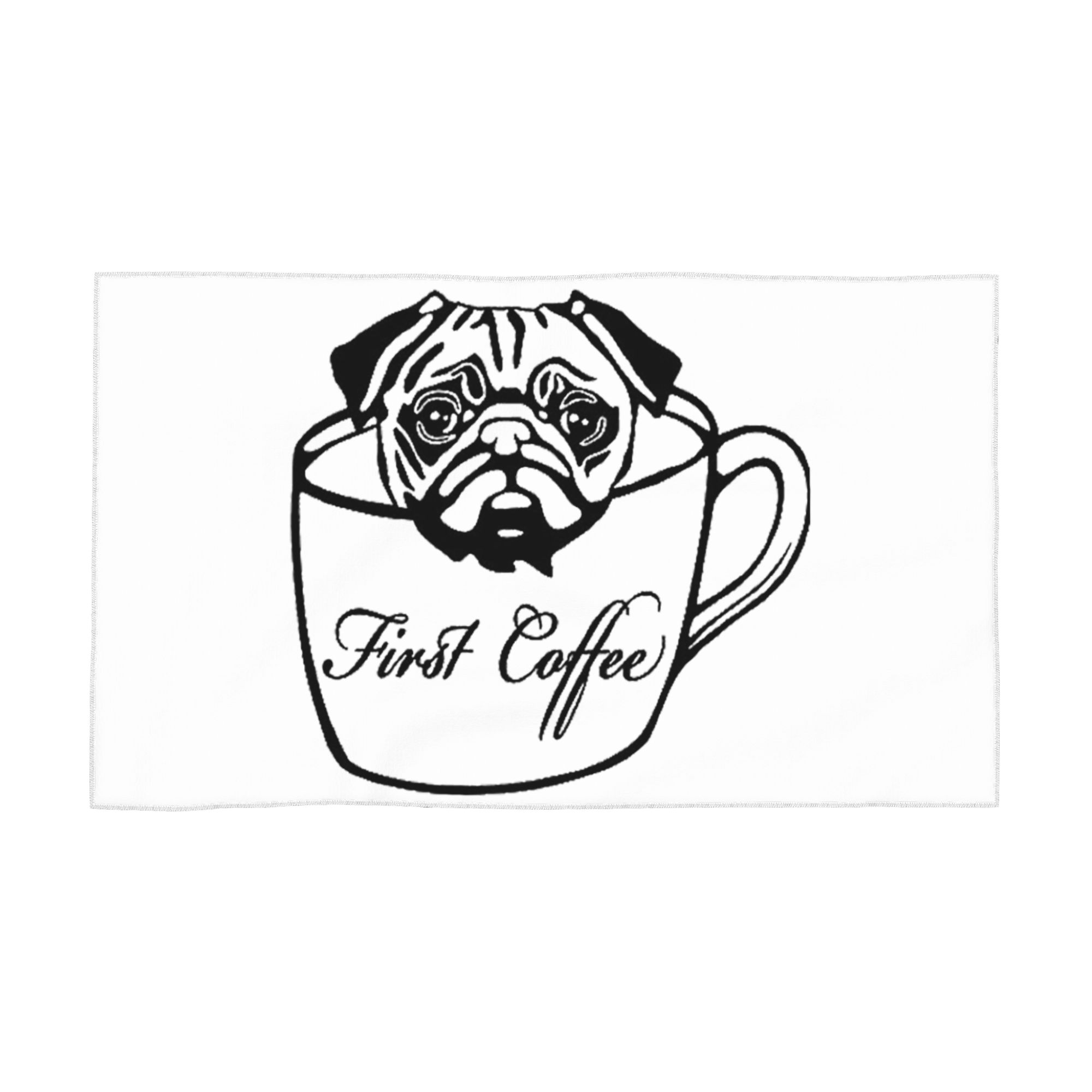

Pug First Coffee Soft Face Towel Quick Dry Pool Bath Cotton Towels Absorbent W30*H60(CM)