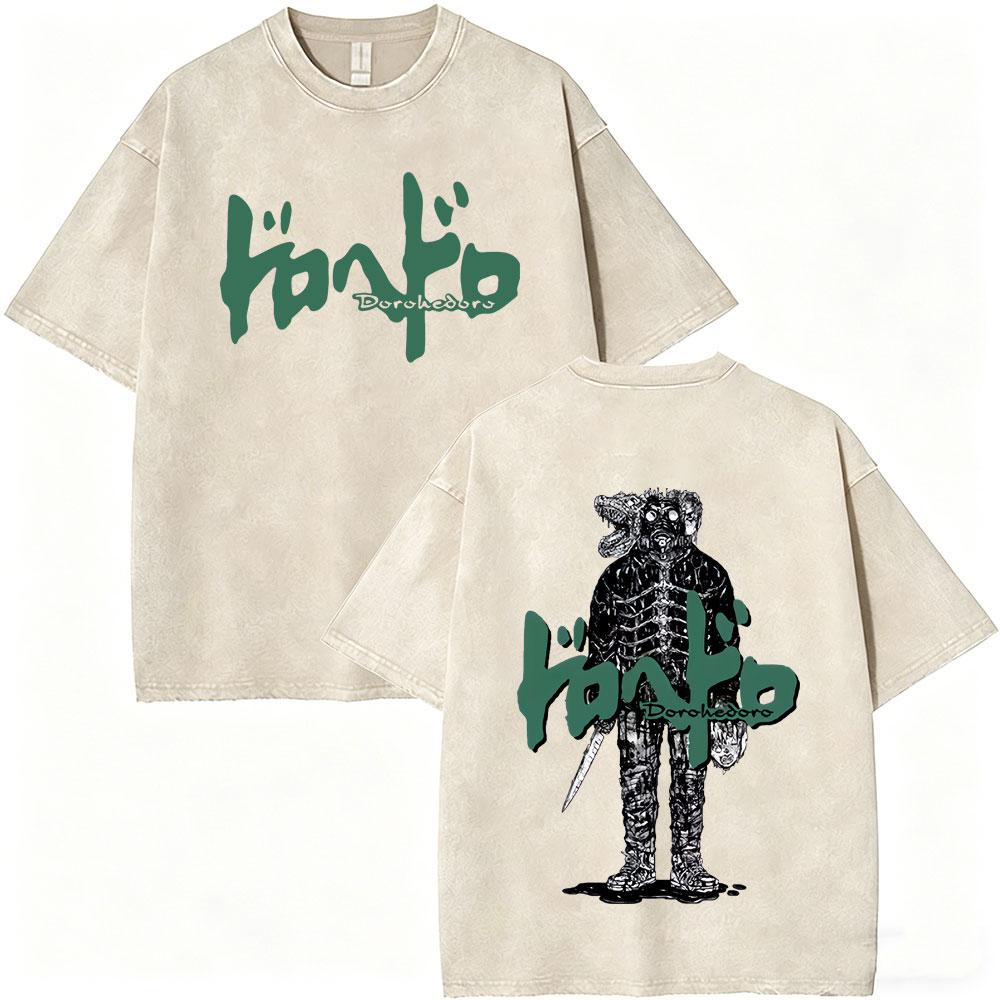 T-shirt Grafiche Vintage Lavate Anime Dorohedoro Kaiman Uomo Donna Gotica Manga Rock T-shirt Maschili T-shirt Oversize Streetwear