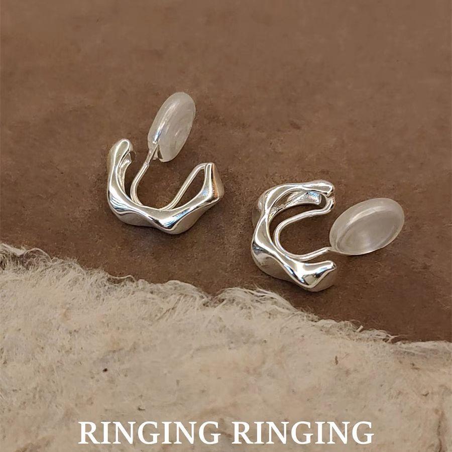 

Fashion niche minimalist cold irregular geometric texture feeling earrings without ear piercings mosquito coil earrings earrings срібний