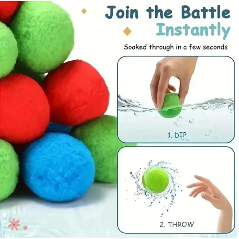 15PCS Reusable Sponge Water Balls Colorful Adult Kids Sponge Water Bomb Splash Balloons Swimming Pool Summer Water Toy Games