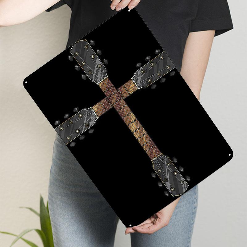 

GCool Christian Guitar Cross Funny Musician Guitarist Gift Metal Signs Guitar Poster Wall Art of Murals Room Decorations Retro 20x30cm（7.8x11.8inch）